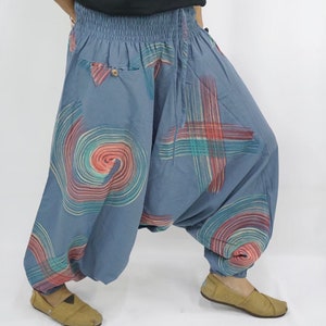 Plus size XXL gestreepte bedrukte katoenen baggy broek, Hmong broek, yoga broek, harem broek, hippie broek, unisex gratis upgrade express verzending