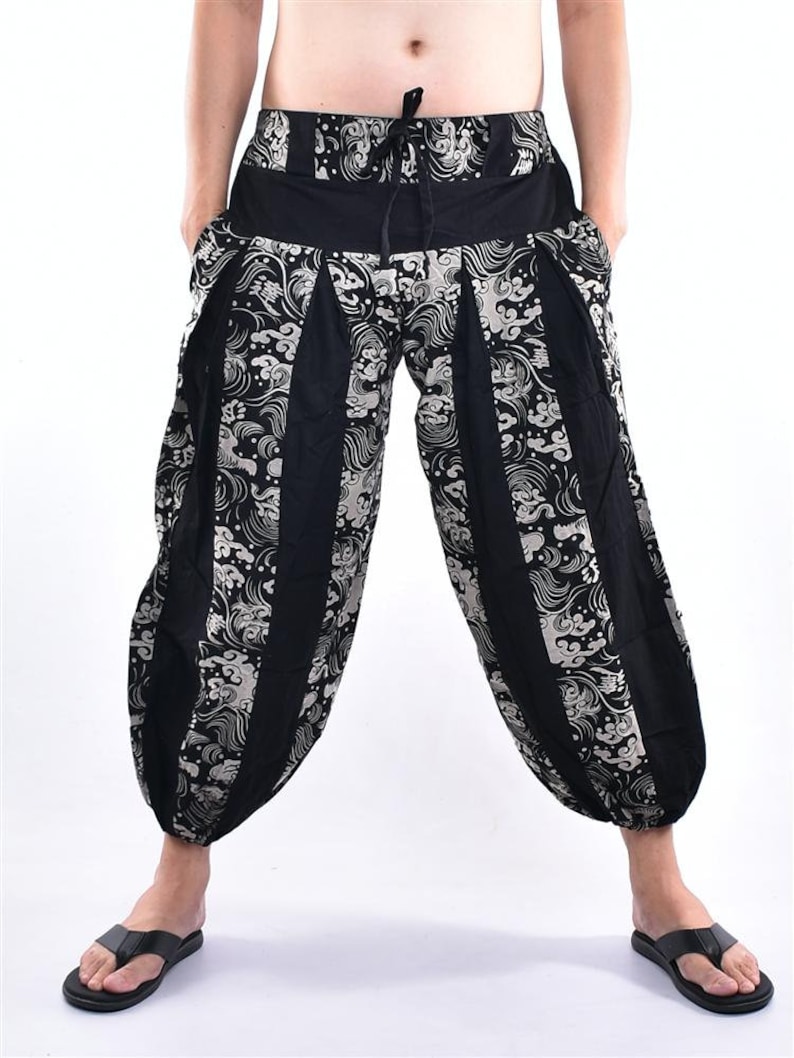 Yoga pants Thai pants Unisex Cotton pants Black Cloud Graphic Art Printed Super Harem pants Trousers