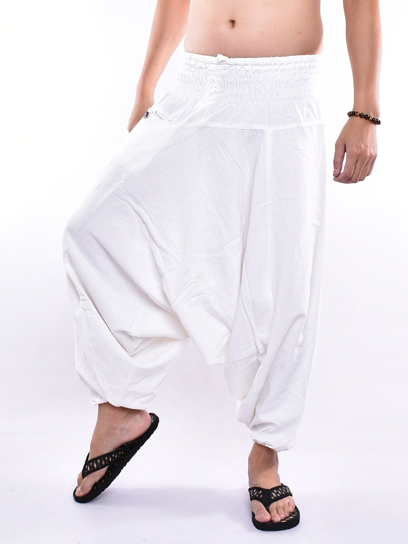 White Cotton Baggy Pants Hmong Pants 
