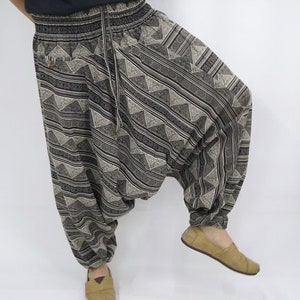 Plus size XL gestreepte bedrukte katoenen baggy broek, Hmong broek, yoga broek, harem broek, hippie broek, unisex gratis upgrade express verzending