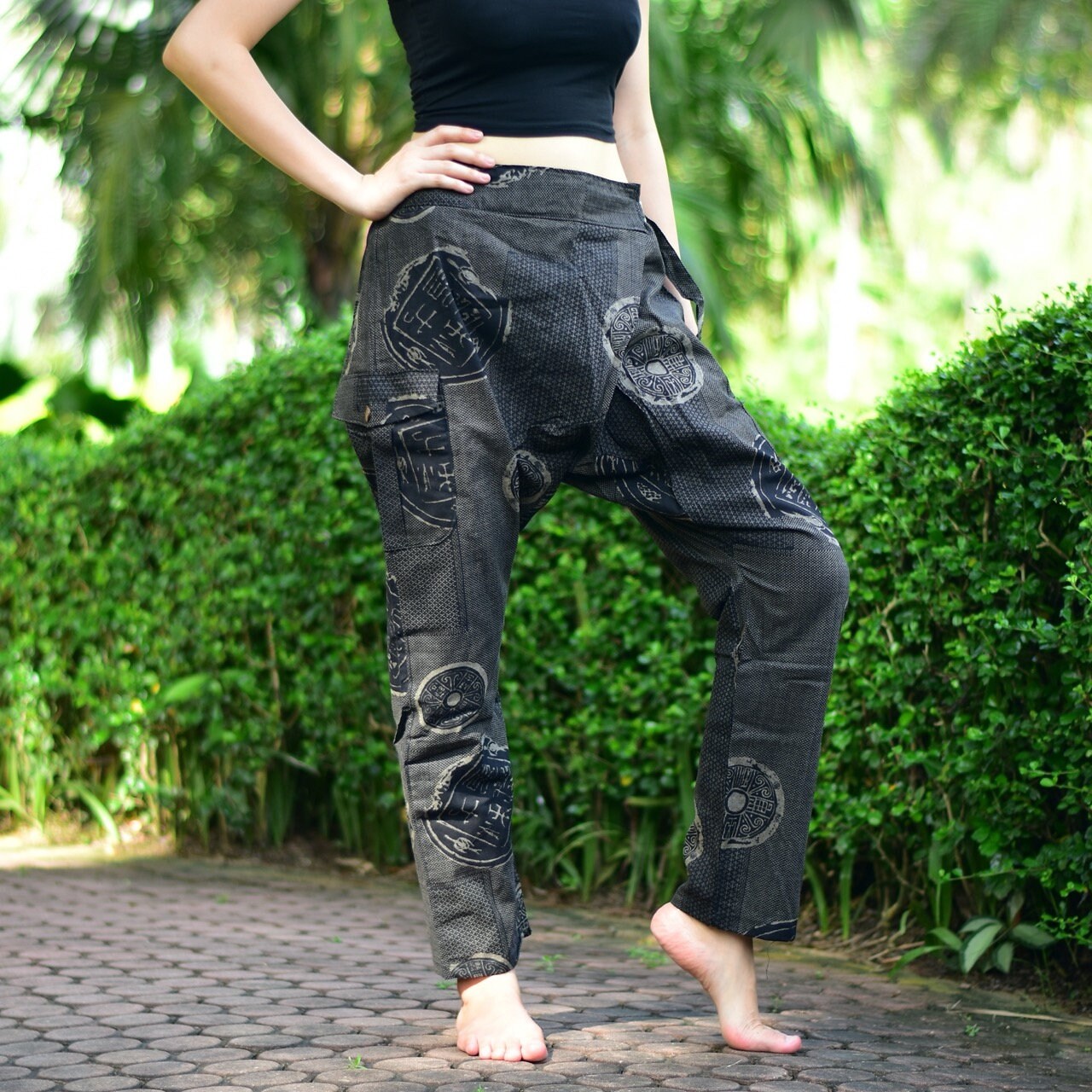 しばりんページ Dark Gray Japan Symbol Hammer Pants, Casual Pants, Harem Pants