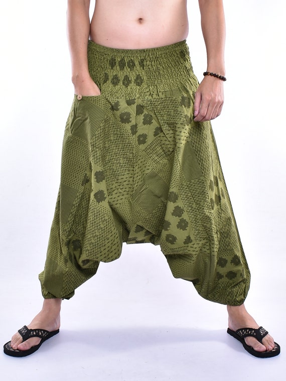 Green Field Printed Cotton Baggy Pants 
