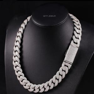 20 mm Moissanit Kette, Iced Out Nieten kubanische Gliederkette, Sterling Silber Rapper Kette, kubanische Kette für Männer, Hip-Hop-Kette, Schmuck für Männer