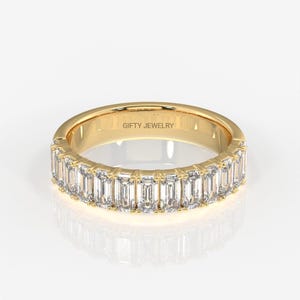 1.20CT Emerald Cut LabGrown Diamond Band, Half Eternity Band, EF/VVS Lab Diamond Band, Wedding Band For Women, Stackable Band, Gift For Her
