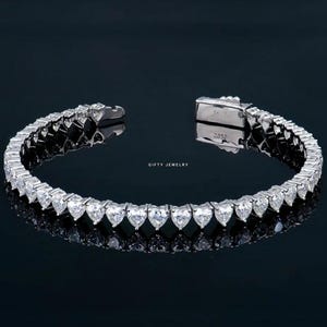 Bransoletka tenisowa Moissanite 4 mm, łańcuszek Moissanite w kształcie serca z 3 zębami w kolorze D, tester diamentów Pass, bransoletka hip-hopowa, bransoletka unisex ze srebra 925