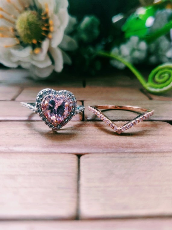 925 Sterling Silver Rose Gold Plated Simulated Pink Sapphire and White Cubic Zirconia Ring Jewelry Gifts for Women Ring Size Options 6 7 8 925 Sterling Silver Rose Gold Plated Simulated Pink Sapphire and White Cubic Zirconia Ring Jewelry Gifts for Women Ring Size Options 6 7 8