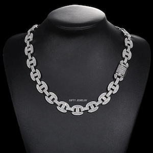 Iced Out Miami Cubaanse Schakelketting 16 MM Ronde Moissanite Diamond Iced Out Ketting Voor Mannen Hiphop Sieraden cadeau voor mannen