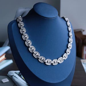 14 mm Iced Out Miami Kubański łańcuszek ogniwowy, Hip Hop, Diamentowy łańcuszek, Naszyjnik Moissanite, Biżuteria ślubna, Kubański łańcuszek, Prezent urodzinowy dla niej