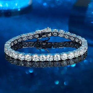 5 mm łańcuszek tenisowy Moissanite, naszyjnik z okrągłym szlifem VVS ze srebra próby 925, łańcuszek z diamentami Iced Out Pass, prezent urodzinowy