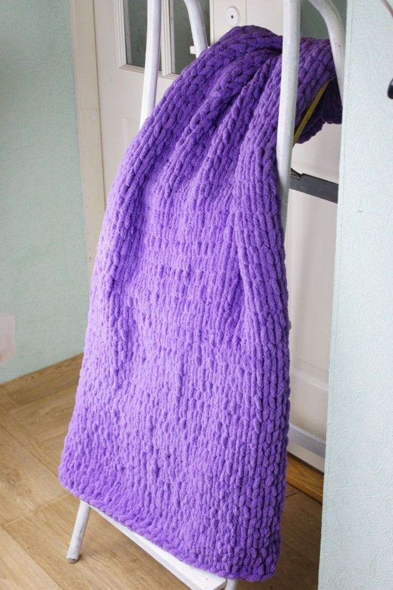 Chenille chunky yarn / Arm knitting yarn / Blanket knitting Etsy