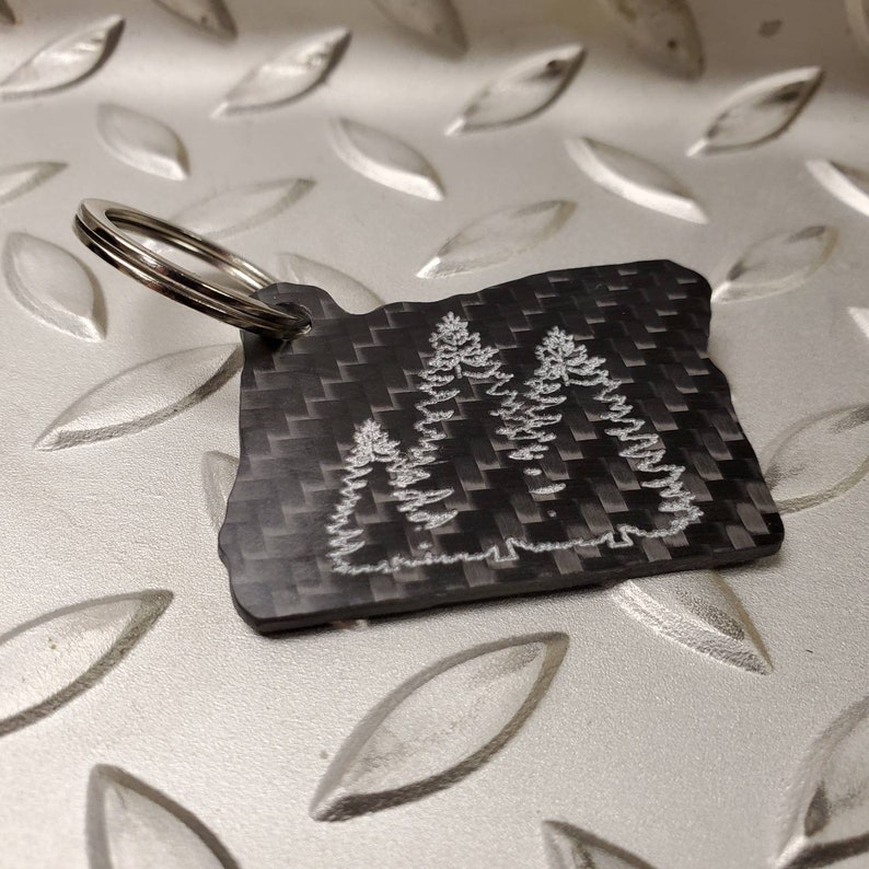 Oregon Carbon Fiber Engraved Keychain Etsy