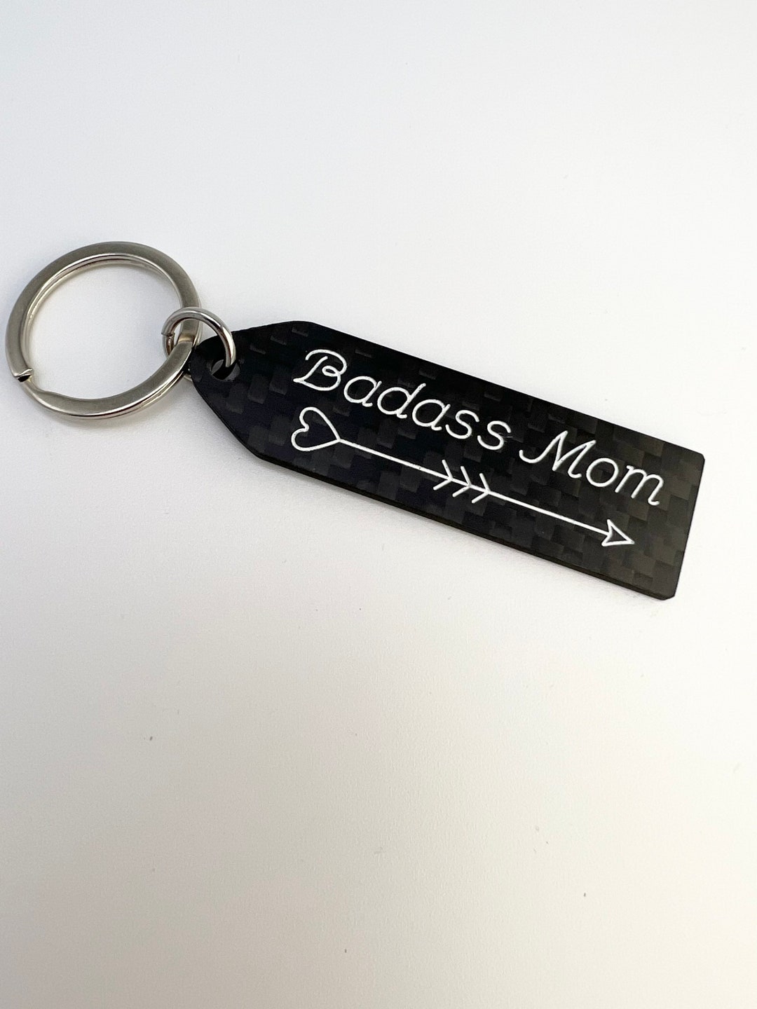 Badass Mom Carbon Fiber Keychain Etsy