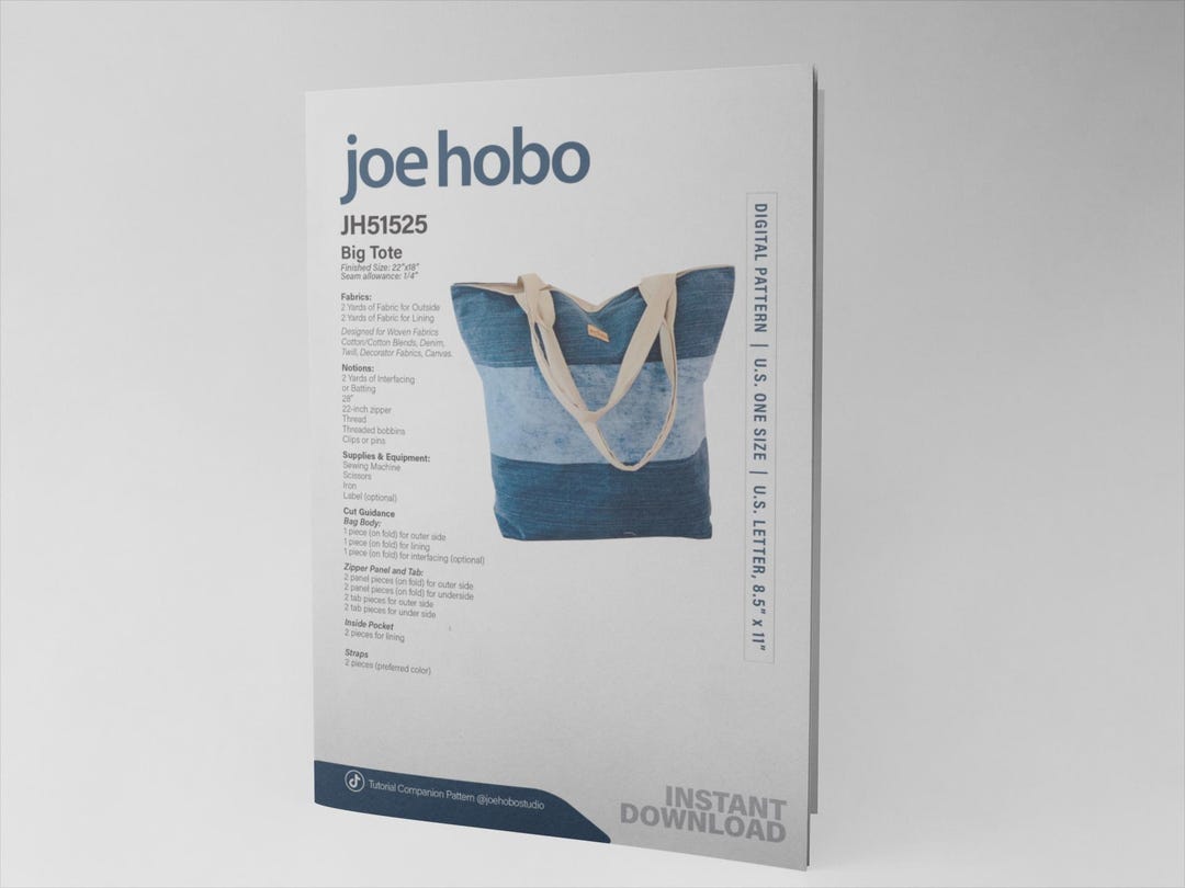 Big Tote Sewing Pattern – Digital Download – Large Bag DIY PDF Pattern ...