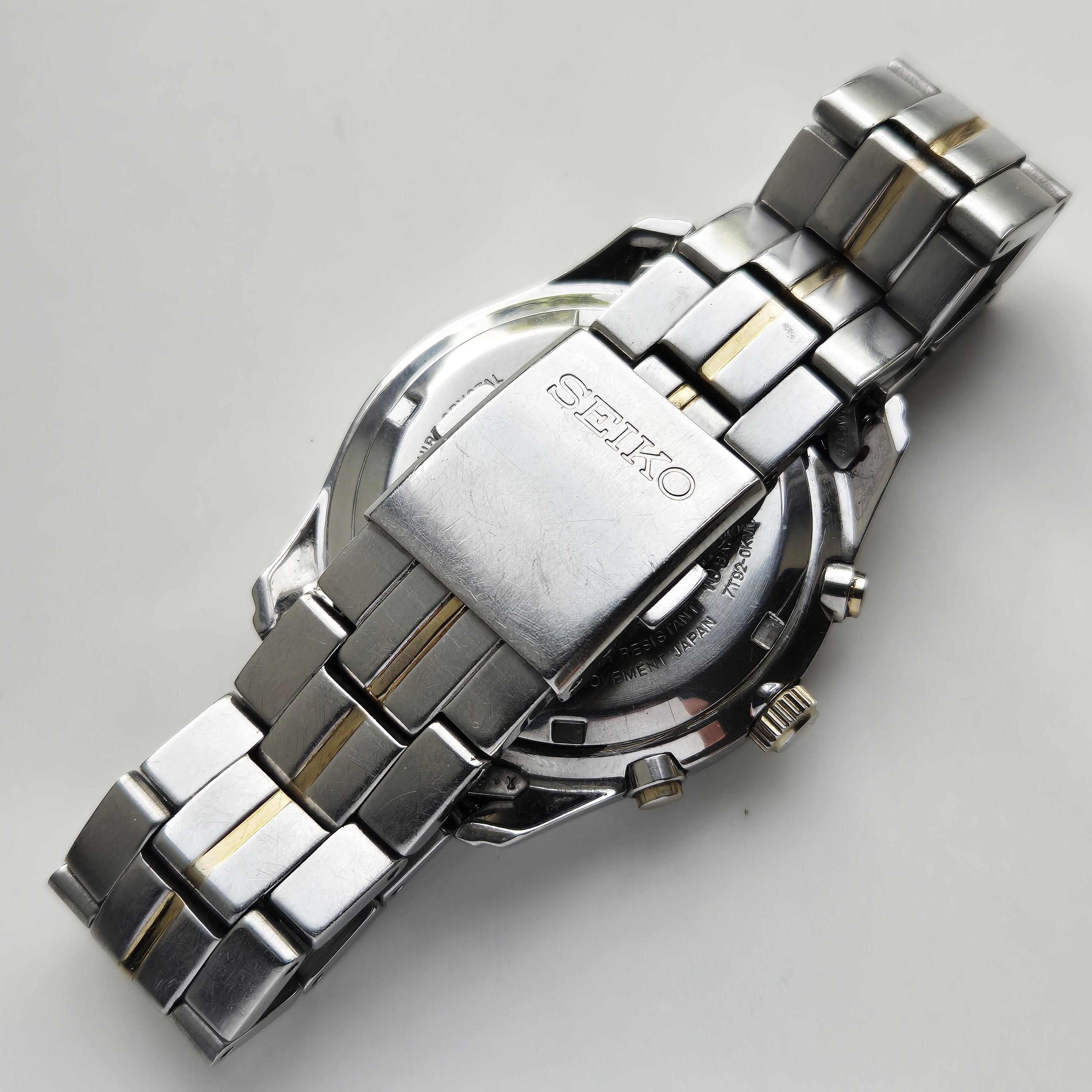 Seiko 7T92-0KM0 Analog Quartz Men Chronograph 100M Vintage