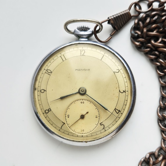 Vintage Sowjetische UdSSR Schlanke Uhr MOLNIJA Russland 15 Juwelen