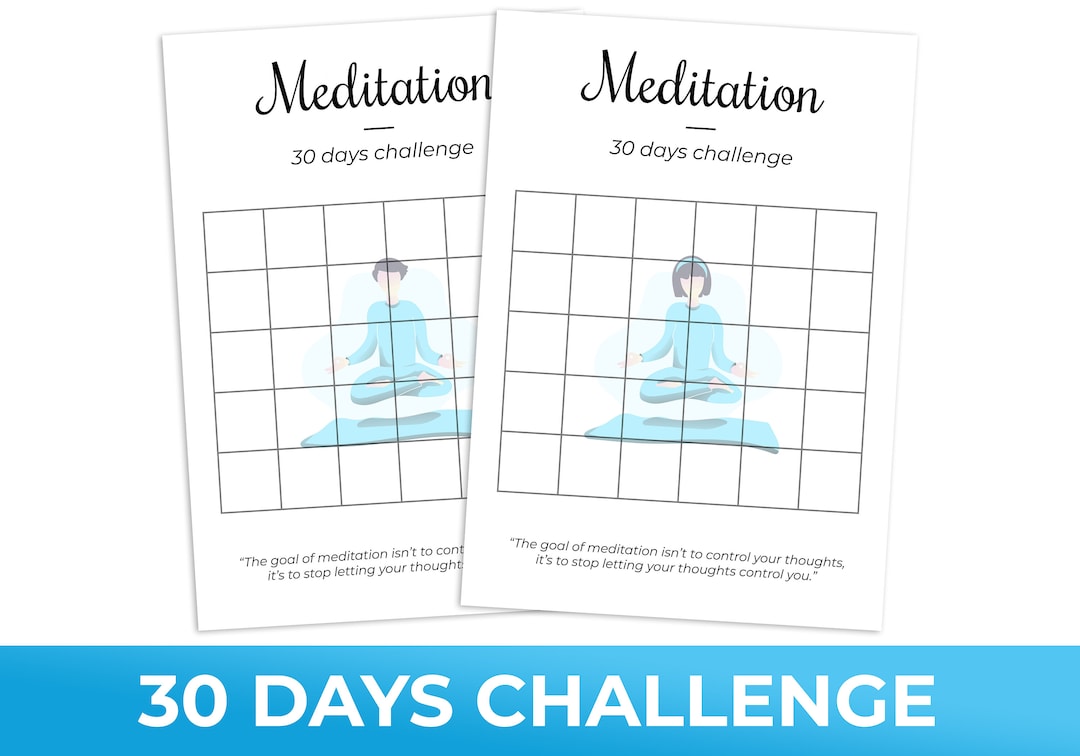 Meditation | 30 Days Challenge | Habit Builder | Printable Calendar - Etsy