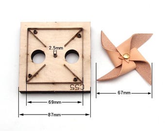 Four-Blade Fan Leather Cutting/Punch Die Cut Mold, Handmade Cutters : Pinwheel Design, Keychain/Pendant