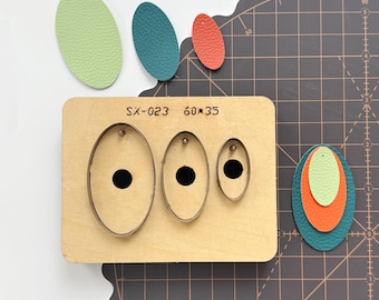 Oval Leather Cutting/Punch Die Cut Mold, Handmade Cutters Set: DIY Earring Pendant Keychain 60x35mm