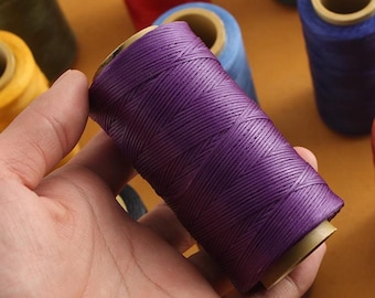 1mm Flat Waxed Polyester Thread: Leather Sewing Cord, 220m DIY Craft