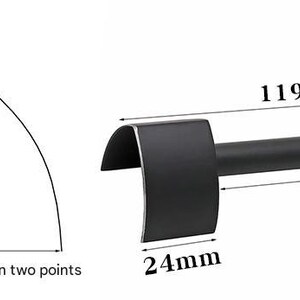 May include: Black leathercraft tool with a curved head and a cylindrical handle. The tool's dimensions are 119mm long, with a handle length of 95mm and a head width of 24mm. The image also includes a diagram of the tool's shape.