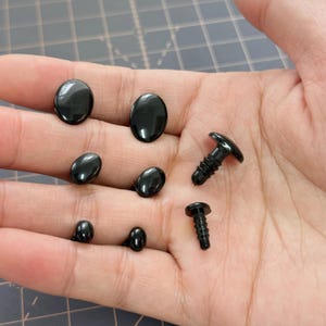 Safety Eyes Oval Toy Safety Eyes Black Plastic sizes for Teddy bears, Dolls, Knitted & Crochet Toys