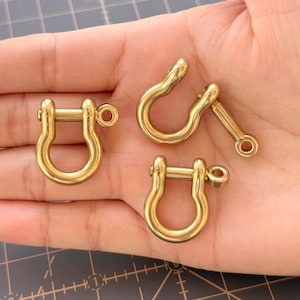 1/5 Juegos de hebillas de latón en forma de herradura, tornillos de anillos en D, hebillas de mochila, botón de conexión de cobre hecho a mano.
