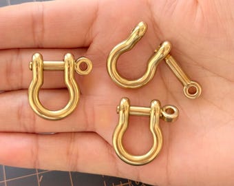 1/5 sets messing hoefijzervormige gesp, D-ringen schroeven, rugzakgesp, DIY handgemaakte koperen verbindingsaccessoire knop