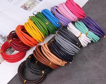 1 Meter Braided Cowhide Leather Bolo Cord: DIY Jewelry Making, 3-5mm
