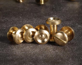 10 Sets Brass Rivets, Brass Cap Screwed Studs/ Button Leather Bucket Staples ,Rod Length-4-10mm