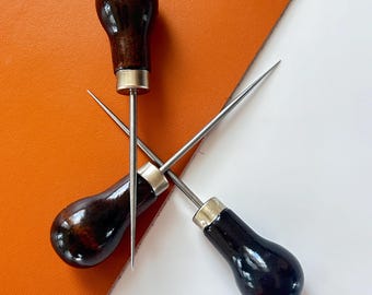 Leather Awl Tool Wood Handle – Leathercraft Stitching Punch Tool for DIY Projects