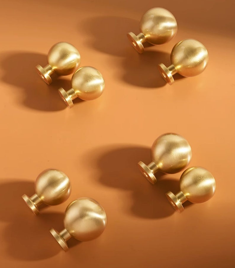 Solid Brass Ball Knobsround Knobsgold Knobssphere Drawer Etsy