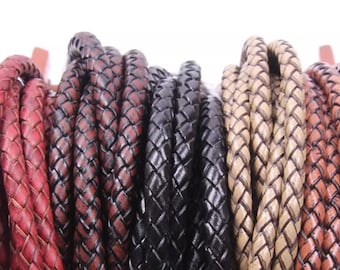 1 Meter Braided/Real Leather Cord, Round Cowhide Rope-3/4/5/6/8mm Width Leather Rope