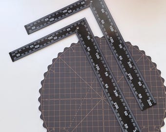 Black Sewing Tools Leathercraft Measuring Square Ruler L Shaped Design