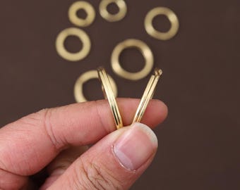 10/30/100pcs Brass  Flat Key Rings Key Split Rings Chain Connected Ring Premium Keyring - Solid Round Rings