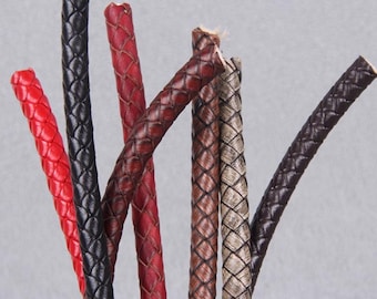 1/10 Meters Braided/Real Leather Cord, Round Cowhide Rope-8mm Width Leather Rope