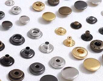 10 conjuntos de fechos de botão de pressão de latão para bolsa, botão para couro 10 mm/12,5 mm/15 mm