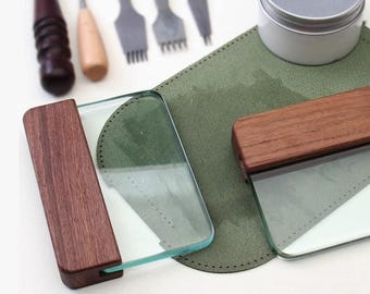 Handmade Walnut Wood Glass Scraper: Leather DIY Tool