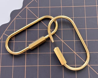 1/5 / 10 Stück Solider Rohmessingdraht Oval Schraubverschluss Karabiner, Sicherheitsschlüssel Karabinerhaken, D-Form / Teardrop-Schlüsselring-Clip-Haken