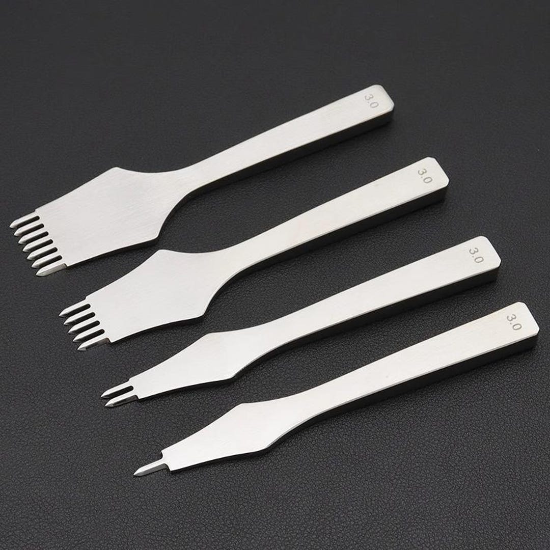 DC53 Steel Leather Stitching Chisel Set: French/diamond Prongs, 3
