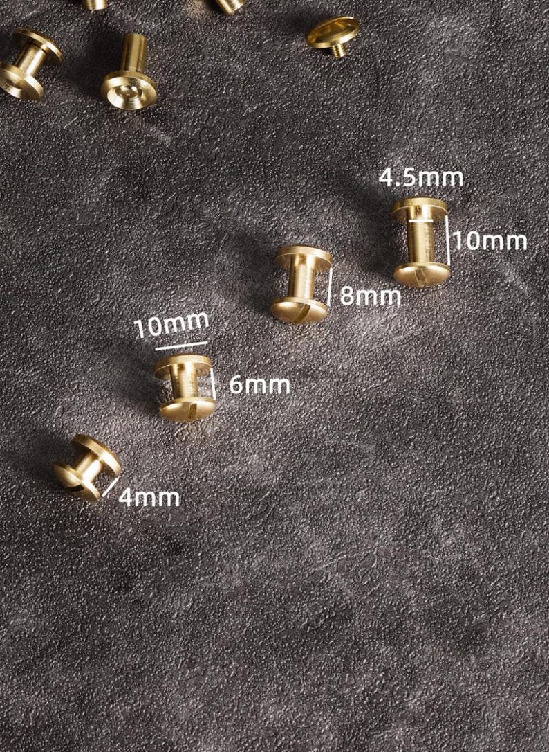 10 Sets Brass Rivets, Brass Cap Screwed Studs/ Button Leather Bucket ...