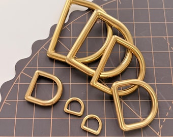1/5/10pcs  Solid Brass Seamless Strong D ring  Brass D-Ring Buckle - for Straps Bags Purses Belt Dog Leash Leather Craft