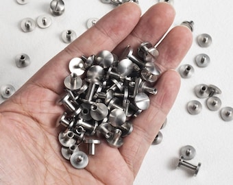 304 Stainless Steel Curved / Flat surface Rivets - Concave Cap Studs - 10 Sets (Rod Length 4-10mm)
