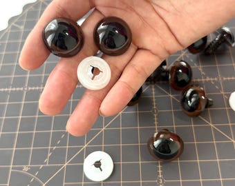 Ojos de seguridad marrones de 5-24 mm para muñecos amigurumi y peluches
