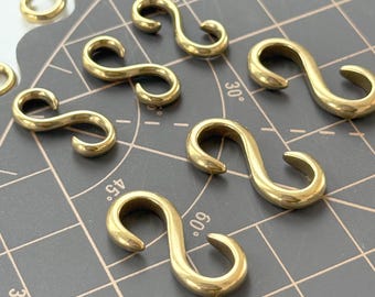 12 x 26 mm handgjord mässings-S-krok, S-koppling, krokar för läderarmband, gör-det-själv-läderhantverk, läderhantverkstillbehör