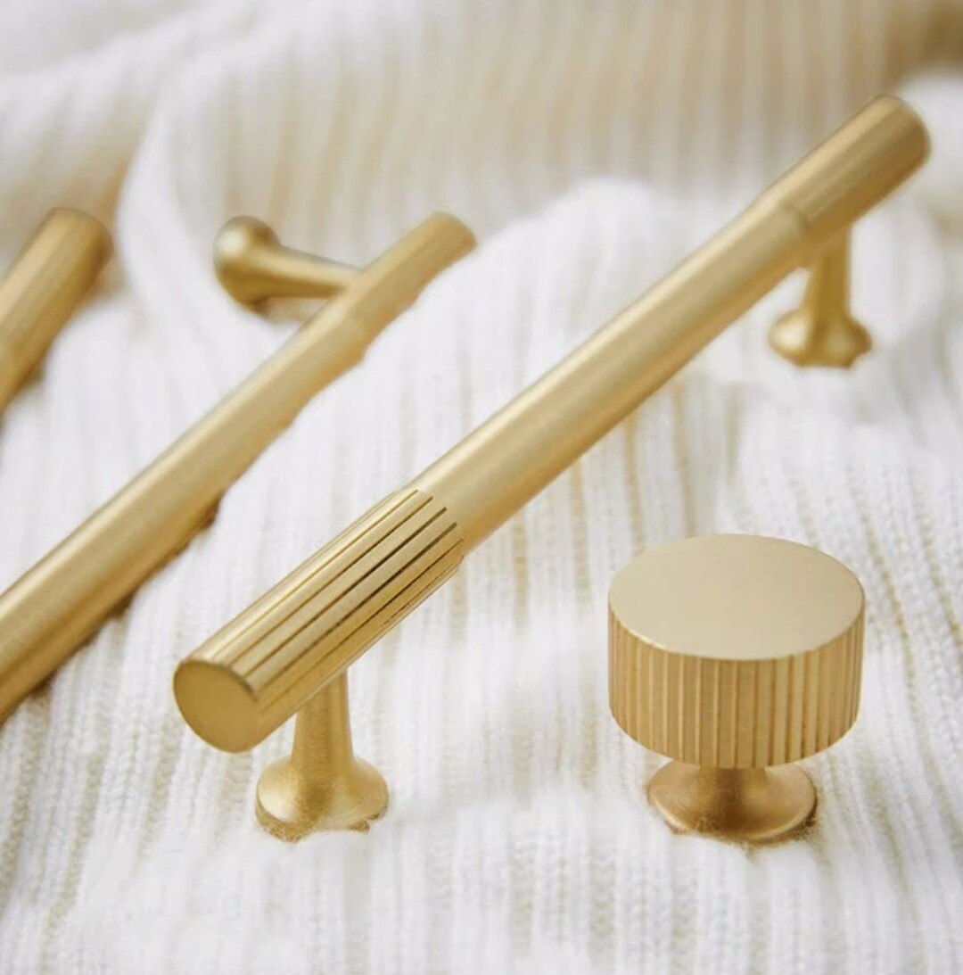 Solid Brass Knurled Handle,t Bar Handles,texture Handle,gold Wardrobe ...