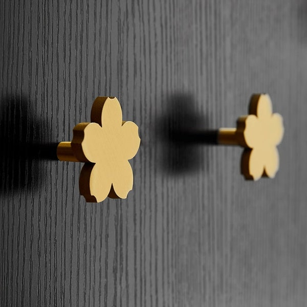 Sakura Blossom Brass Knobs Handle,Gold Cabinet Knobs Modern,Cherry Blossom Knob Pulls,Drawer Knob,Wardrobe Knob,Flower Knob,Cabinet Hardware