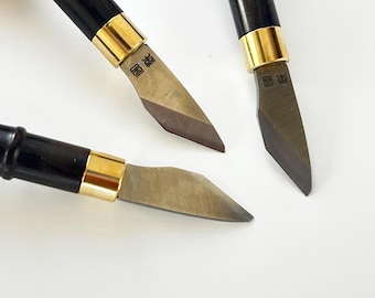 Leather Carving Pen Knife: Ebony Handle, Forged Steel Blade