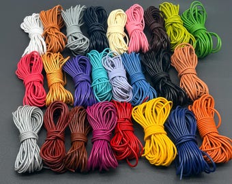 Cordon rond en cuir véritable : bracelet pour bijoux DIY de 5 mètres (1 à 3 mm)