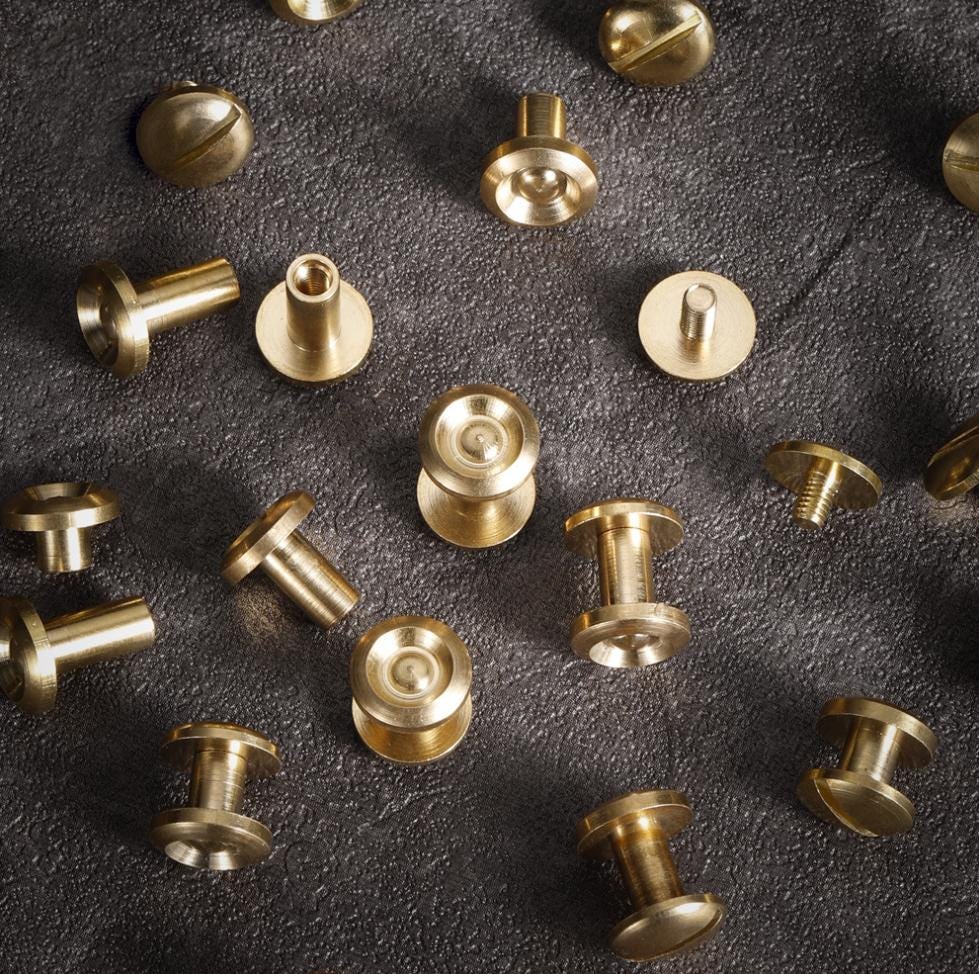 10 Sets Brass Rivets, Brass Cap Screwed Studs/ Button Leather Bucket ...