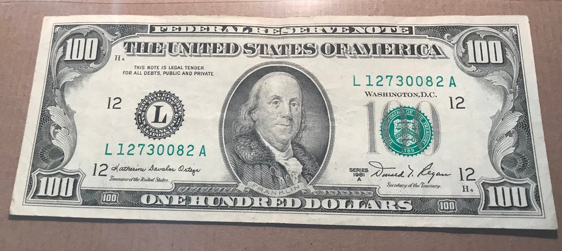 100 Dollar Bill 1981 Vintage Real Money Etsy